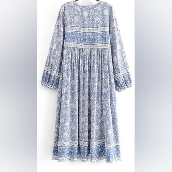 R. Vivimos Maxi Dress Sz XS 0/2 Lt BLUE Bohemian Boho Prairie Floral Dress NEW! - Picture 8 of 15